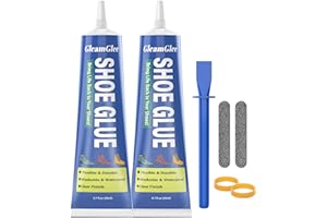 GLEAMGLEE Shoe Glue, Extra Strong Permanent Shoe Repair Glue Adhesive - Waterproof, Flexible, Crystal Clear - 40ml (2x20ml) for Trainer, Boot, Leather, Rubber, Canvas, Heels, Vinyl