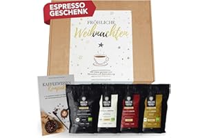 ‎BARISTA ROYAL Espresso Geschenk Weihnachten (4 x 100g) - Geschenkidee - Espressobohnen Probierset - Fröhliche Weihnachten - Ganze Bohne