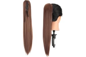 Gairyan 55cm Coda Finta Capelli Extension Lisci con Pinza Posticci per Capelli Sintetici Extension Coda Capelli Lunghi Clip Coda di Cavallo Claw Ponytail Parrucchino Naturale per Donna, Auburn scuro