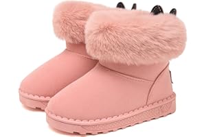 SMajong Kinder Winterstiefel Mädchen Warme Schneestiefel Gefütterte Jungen Winterschuhe rutschfest Stiefel Plüsch Kurzschaft Stiefel 24-35 EU