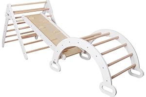 HYGRAD BUILT TO SURVIVE Pikler Triangle Climber Set of 3, Toddler Climbing Toys Indoor Folding with Ramp & Arch & Mat & Wooden Puzzle, Wooden Montessori Play Gym for Toddlers and Kids HYGRAD®