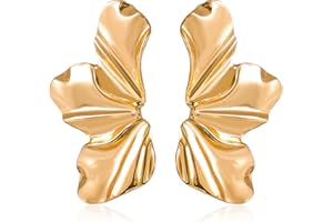 Ozmw Golden Earrings for Women, Simple Fashion Hook with Irregular Petals, Jewellery Gift for Mother, Wife, Daughter, Alloy Steel