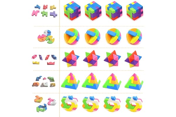 ICEPAPA, 20 pièces Gomme Puzzle Cube, Gomme pour Enfants, convient comme petits Cadeaux Anniversaire Enfant, prix de Tombola pour Enfants ou Gadget Anniversaire Enfant (Contient 5 formes)