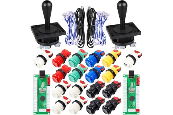 Arcade Game DIY partie pour Mame USB Cabinet 2x Zero Delay USB Encoder pour PC Jeux + 2x 8 Way Joystick + 18x Arcade Push Button (Y compris 1p / 2p Start Buttons) Kits de couleurs multiples