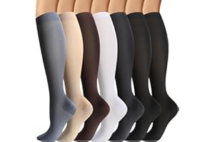 Losvcbcx 7 paires de chaussettes de compression pour hommes et femmes de 15 à 20 mm de titane sont les meilleurs articles sportifs et médicaux pour les infirmières de course, de vol et de voyage