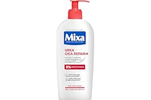 Mixa Loción Corporal Urea Cica Repair+ para pieles muy secas con 5% de [Urea + Pantenol]. Alisa, reduce la rugosidad y calma. Apta para pieles sensibles. 400 ml.
