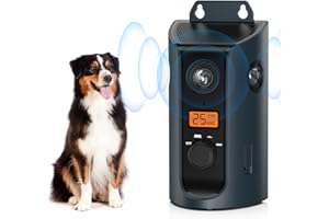 QUEENMEW Dispositif Anti Aboiement Chien à énergie solaire,3 Réglable Fréquence Anti Aboiement pour Chien,50FT Automatique Boitier Ultrason Anti Aboiement Chien,IPX5 pour l'extérieur l'intérieur Ultrason Chien