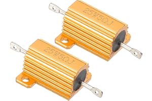PATIKIL 2 Stk 25W 5 Ohm 5% Toleranz Aluminum Gehäuse Widerstände Set Widerstand Sortiment mit Schrauben Drahtgewickelte Potentiometer Leistung für Maschinen Elektronik DIY Golden