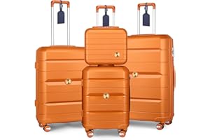 Sea choice Kofferset 4tlg Handgepäck Trolley Koffer mit Beautycase Hartschalen Polypropylene Reisekoffer TSA Schloss 4 Doppel-Rollen S-M-L-XL