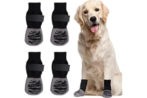 DOINEUFL 2 Paar Hundesocken, Hundesocken Leckschutz, Hundesocken Anti Rutsch, Pfotenschutz Hunde mit Verstellbarem Klettverschluss für den Innen- und Außenbereich (XS)