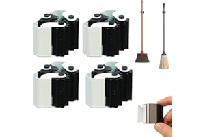 Brinox Cuelga Escobas Adhesivo Pack 4 Lacado Blanco | Colgador de Escobas y Fregonas con Rodillos de Goma