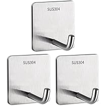 Set Di 4 Ganci Adesivi Per Bagno - Acciaio Inox Nero, Autoadesivi E Senza Fori