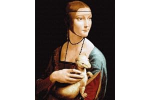 ARTNAPI Kit de peinture par numéros pour adultes et enfants avec cadre 40 x 50 cm (Dame avec une Hermeline Leonardo da Vinci) - Peinture à l'huile sur toile - Cadeau très amusant et relaxant