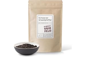 Direkt vom Feld® Schwarzer Urwaldpfeffer aus Wayanad | BIO, ganz | 250g Jahresvorrat