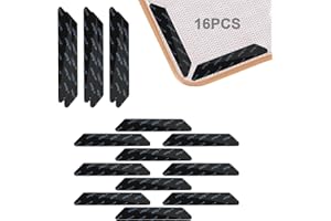 PEYSAITR Rug Gripper, 16 PCS Non Slip Rug Grip Reusable Rug Tape Anti Curling Rug Gripper Rug Tape, Washable Rug Tape and Carpet Grippers for all Types and Sizes of Rugs(Black)