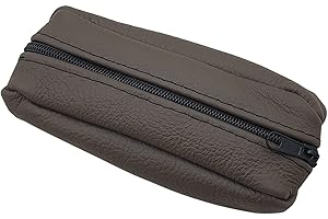 MYLEDERSHOP Astuccio per chiavi in pelle bovina, grande, con 2 scomparti con chiusura lampo (Design 2 / Marrone scuro)