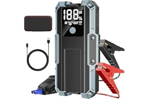 TYONTO Car Battery Booster 3000A 26800mAh Motorcycle/Auto Battery Booster (up to 7.0L Gas Or 5.5L Diesel) 12V Car Battery Starter with LED Lamp, Smart Clamps, Batterie Externe d'aide au démarrage