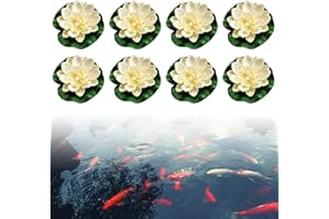 ‎KOIROI Schwimmende Blumen, 8 Stück Künstliche Seerosen, Schwimmende Seerose Klein, Künstliche Blumen White Lotus Simulation Schwimm Teich Lotus für Aquarium Terrasse Garten Pool Garten Teich