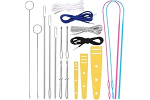 ENCHOL 18 Pcs Drawstring Threader Tool Set with Bodkin, Loop Turner Sewing Tool, Drawstring Cord, Elastic Threader for Pants Hoodies Sweatpants Jackets Shoes