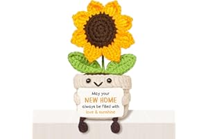 Giftasy New Home Gifts, House Warming Gifts New Home - Handmade Positive Sunflower Crochet with Message Card, Housewarming Presents for Couple Friends Family Homeowner