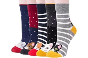 CHALIER COZY Calze da Donna in Cotone con 5 paia di Calzini Invernali Spesse Calze Comode e Morbide, Taglia unica
