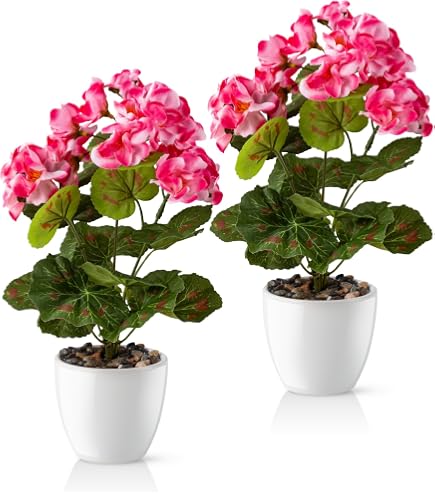 Amazon.de: Geranie 45cm -ohne Topf- JA Kunstpflanzen knstliche Pelargonium  Blumen Pflanzen Kunstblumen (Rot)