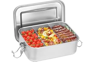 LUXECOVE Fiambrera de acero inoxidable, lonchera de 850 ml con compartimentos, lonchera sellada a prueba de fugas, sin BPA, fiambrera metalica, adecuada para niños y adultos