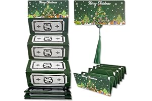 BIOECEUA Christmas Surprise Money Holders Card, 10-Slot Cash Gift Wallet Envelopes for Holiday Gifting, Festive Xmas Santa & Tree Designs for Men Women Family