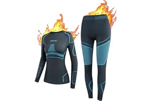 NOOYME Intimo Termico Donna Traspirante Set Pantaloni e Maglia Termica Donna Biancheria Intima Termica per Sci Elastica e Asciugatura Rapida