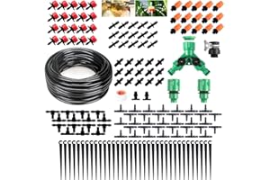 LiRiQi 159 PCS Kit d'irrigation Goutte, 40M Système Micro Irrigation avec Buse Arroseur Pulvérisateur Ajustable et Dripper Automatique pour Arrosage Jardin, Terrasse, Pelouse, Paysage, Serre, Potager