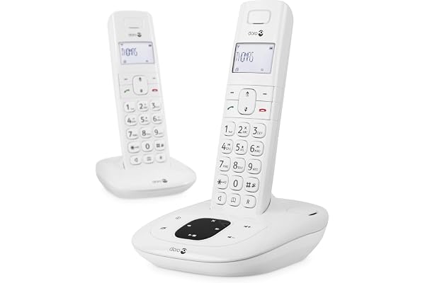 Doro Comfort 1015 Duo Téléphone sans Fil DECT pour Seniors avec Répondeur, Fonction d'Appel Interne/Intercom et Mains-Libres (Blanc)