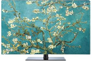NANKAN Hülle Bezug für Fernsehen Schutzhülle für TV und Monitor 22 Bis 80 Zoll für LCD, LED, Indoor Helles Ölgemälde Muster Anti-Staub Polyester Staubschutz TV-Abdeckung (Color : Green, Size : 65in)