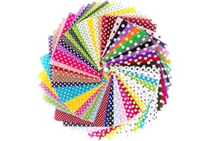 RAYLINE-DO RayLineDo® 50pcs 10 * 10cm Different Pattern Patchwork Fabric Craft Printed Cotton Material Mixed Squares Bundle Quilting Scrapbooking Sewing Artcraft DIY Fabric Dot Series