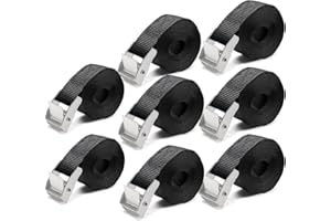 Wybtbm Cinghie di Fissaggio, Cinghia di Ancoraggio Tensione con Fibbia da 25MM,Cinghie a Cricchetto di Tensione con Fibbia, Adatto per Moto, Auto, Portabiciclette(8pcs 0.5m)