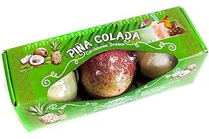 ANCIENT WISDOM coffret kit cadeau 3 X 100gr Boules de bain Boules Effervescentes Spa,Relaxation et Hydratation cocktail noël bombe de bain parfumées PINA COLADA