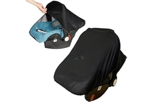 IEASEY 2 in 1 Universal Baby Car Seat Sunshade Insect Mosquito Net Car Seat Canopy UV Sun Protection Blackout Cover Infant Baby Carrier Cover for Maxi COSI Cabriofix Cybex Silver Cross and More