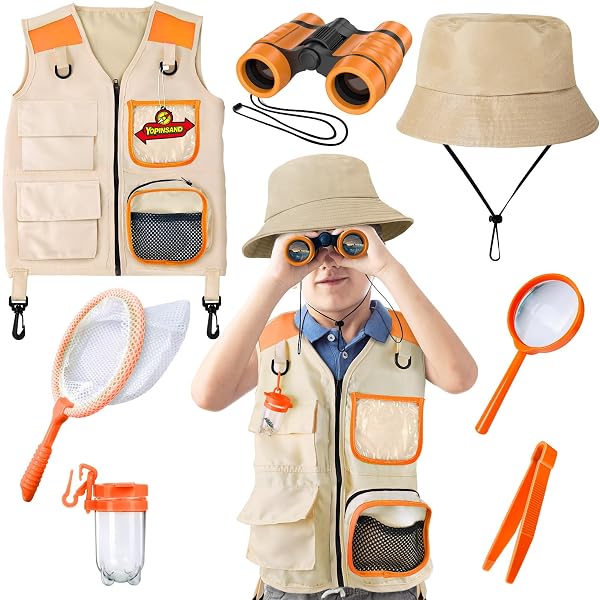 Luckxing Gilet De Pêche Enfant Avec Chapeau - Vêtement Explorateur Pour Randonnée Chasse Jungle