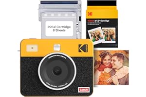 KODAK Mini Shot 3 Retro 4PASS 2-in-1 Instant Camera and Portable Photo Printer (7.6 x 7.6 cm) plus Package with 68 Sheets, Yellow