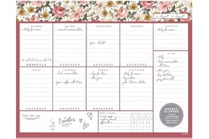 PEACHLY Undated Weekly Desk Planner Pad - 52 Pages Weekly Notepad with To Do List and Habit Tracker | Weekly Desk Pad Tear Off for Organization (Vintage Floral)