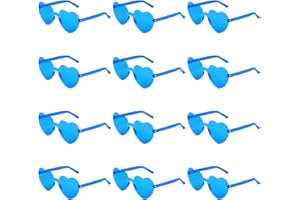 KINBOM 12 Stück Herzförmige Randlose Sonnenbrille, Liebesherz Transparent Getönte Sonnenbrille Rahmenlose Bonbonfarben Brille