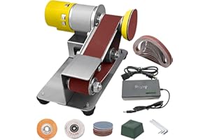 VAPOURD Mini Bandschleifer, Elektrischer Bandschleifer, 7-Stufig Verstellbarer Polierer, DIY Polierschleifmaschine mit 20pcs 330x30 mm Schleifbänder Geliefert, Schleifscheibe und Polierscheibe