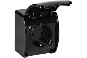 Miratic Gniazdko Zewnętrzne Gniazdko IP44 Wysokiej jakości Gniazdko Elektryczne Zewnętrzne Wodoodporne i pyłoszczelne Idealne do użytku zewnętrznego i wewnętrznego (Czarne)