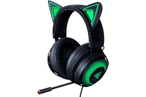 Razer Kraken Kitty Casque de jeu USB RVB : son surround spatial THX 7.1 – Éclairage RVB chroma – Micro rétractable à suppression active du bruit – Cadre en aluminium léger – pour PC – Noir classique