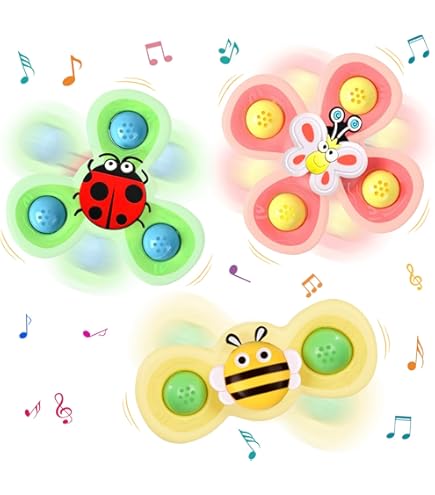 Muisco Babyspeelgoed, grappige 3 stuks fidget spinner, badspeelgoed voor kinderen, cartoonzuignap, spinner, voor verjaardagscadeau vanaf 1 jaar