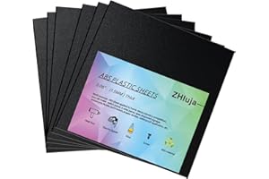 ZHluja Black ABS Plastic Sheets- 1.5mm/0.060" Thick,305 x 305mm, 6 Pack for Laser Cutting, and Moldable