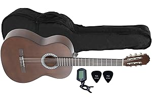 GEWApure Chitarra Classica Basic Set 3/4, Include Custodia, Accordatore e 2 Plettri, Marrone (Colore Noce)