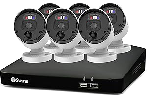 Swann Master-Series NVR Security System with 2TB HDD, 4K HD, 6 Camera 8 Channel, Wired CCTV Outdoor Indoor, PoE, Spotlights, Flashing Lights, Colour Night Vision, Heat Motion Detection, 879906