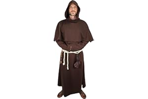 Vehi Mercatus Mönchskutte - Set Habit Kukulle & Seilgürtel- Schwarz, Braun- Baumwolle- LARP, Reenactment