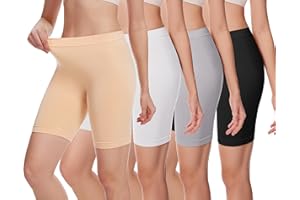 HBselect 4Pcs Panty Coton Cycliste Short Femme Long Culottes Femmes sous Jupe Shorts Pantalon De Sécurité Doux Stretch Leggings Pantalon De Yoga Court Plus Boxer Shorty Legging Boxer Caleçon