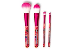 Legami - Set di 4 Pennelli per il Trucco, Oh My Glow! Tema Flowers, Include Powder-Foundation-Eyeshadow-Eyeliner Brush, 100% Vegan, Formato da Viaggio